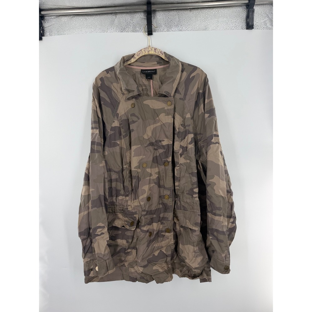 Lane Bryant Camo Utility Jacket Womens 26/28 Green Camouflage Lyocell Field Coat